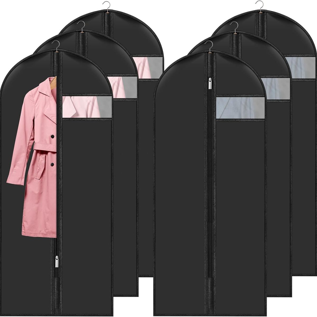 KUANGYE - Pack 6 Fundas Ropa Prueba Polvo 60x140CM,Bolsa Ropa Humedad Almacenamiento Trajes Con Cremallera
