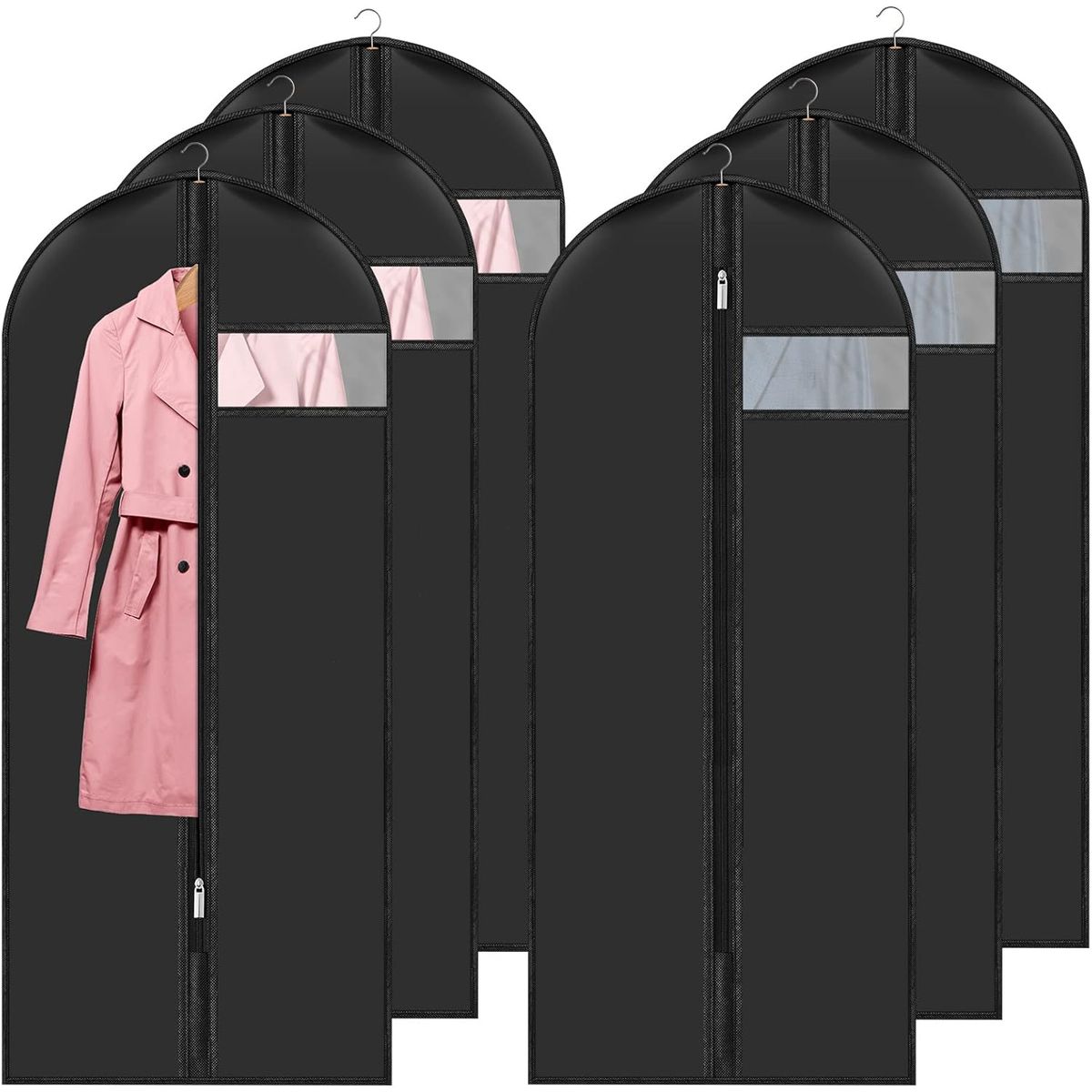 KUANGYE - Pack 6 Fundas Ropa Prueba Polvo 60x140CM,Bolsa Ropa Humedad Almacenamiento Trajes Con Cremallera