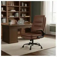 SMARTY XPERIENCE - Silla de Oficina Ejecutiva DUBAI Ergonómica de Cuero Alta Densidad