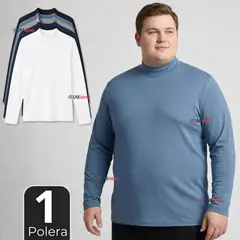 UTILISIMO - Camiseta Polera Bambú Primera Capa Cuello Beatle Manga Larga Colores Surtidos Hombre