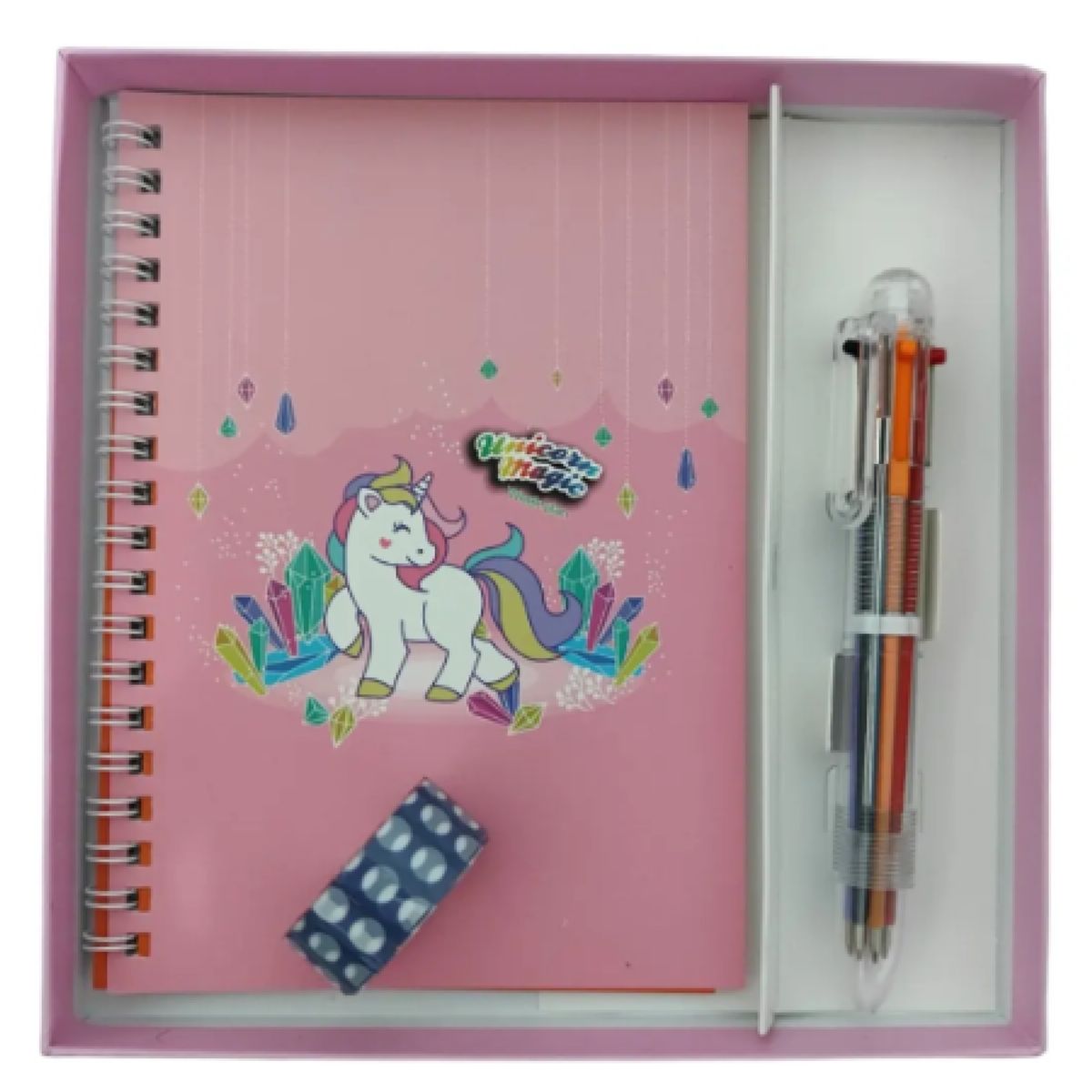 GENERICO - Set Artículos Escritorio Unicornio Libreta de Notas y Lápiz Rosado