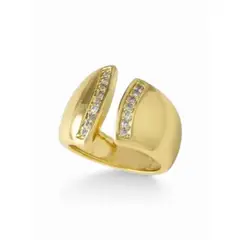 GENERICO - Anillo Dorado abierto con cristales Enchapado en Oro