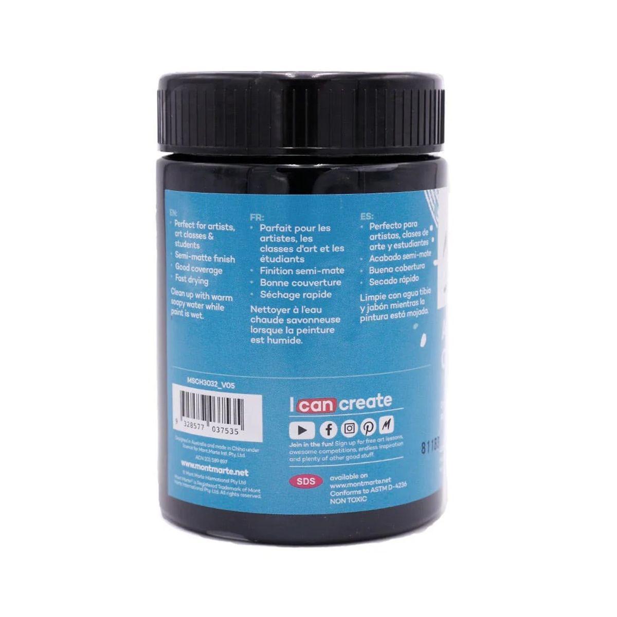 MONT MARTE - Pintura Acrílica 300ml Negro Humo