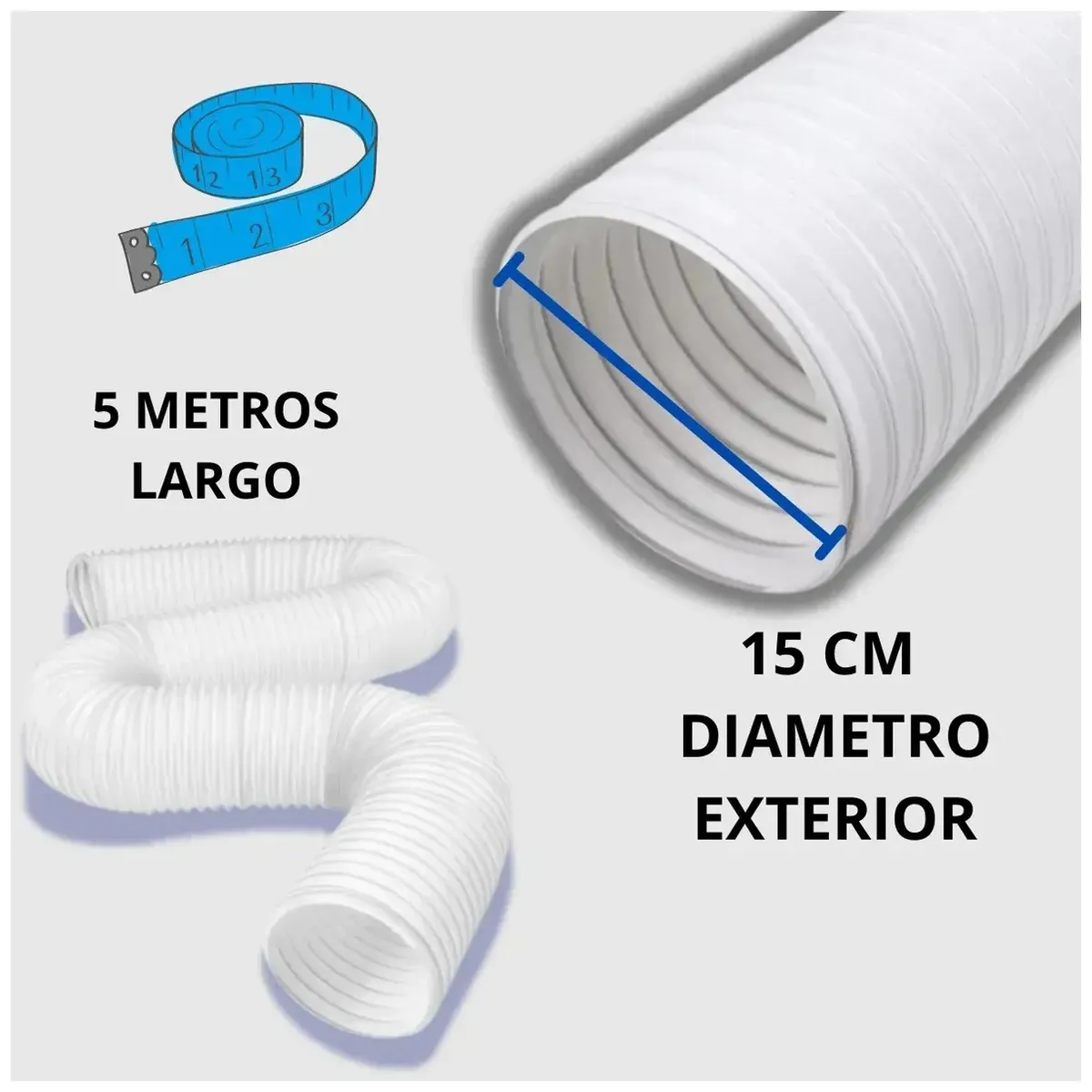GENERICO - Tubo 15 Cm Diametro Para Salida Aire Acondicionado 5 Mtrs