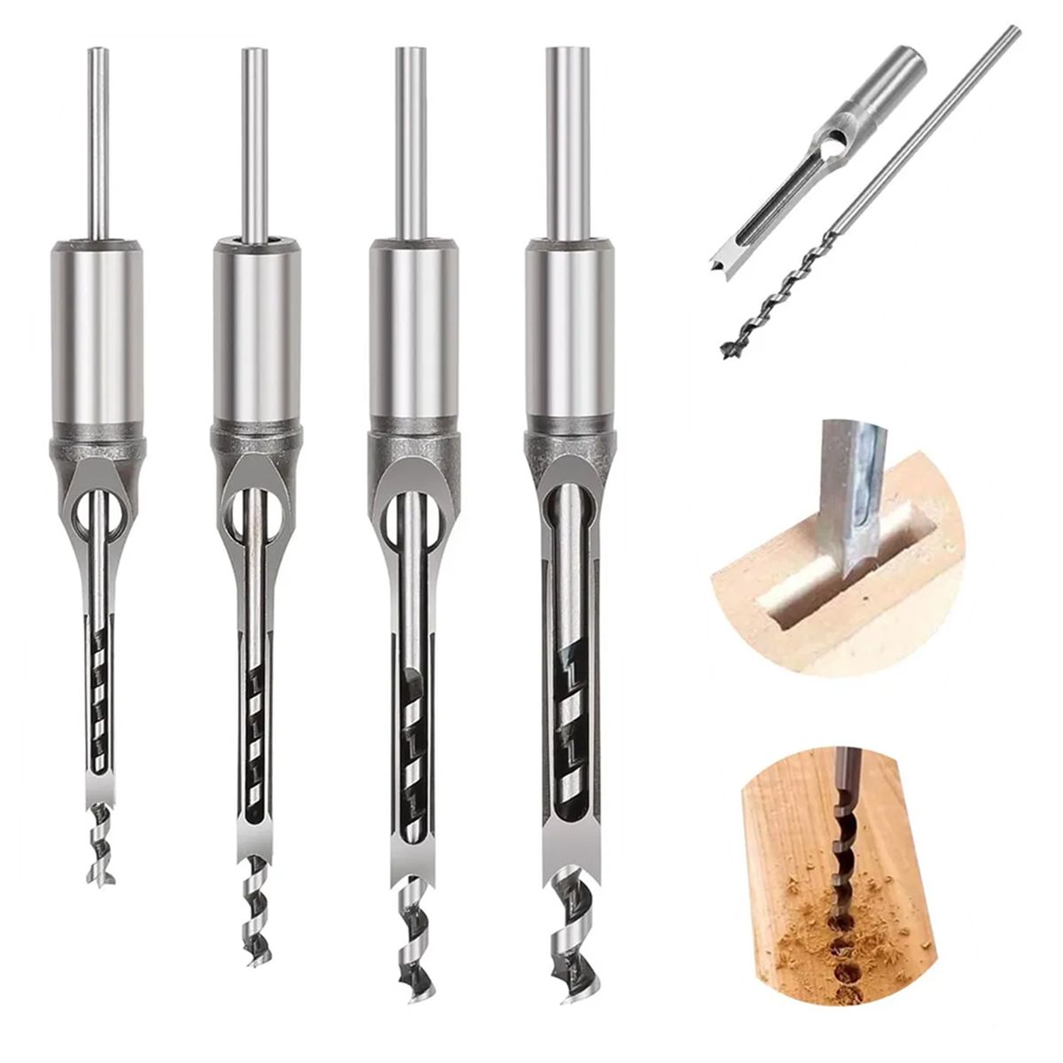 GENERICO - 4 Pcs Brocas Cuadrada Cincel Mortaja Formón