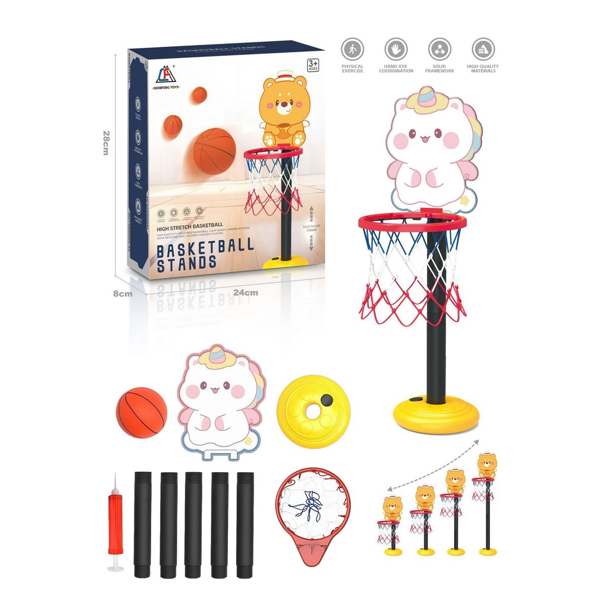 ATURE - Canasta De Baloncesto Basketball Elevables Para Niños 130cm