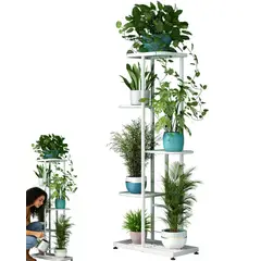 KUANGYE - Soporte de metal para plantas,estante para macetas para interiores y exteriores,5 niveles 6 macetas