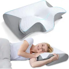 ATURE - Almohada Ortopédica Cojín Cuello Memory Foam Cervical