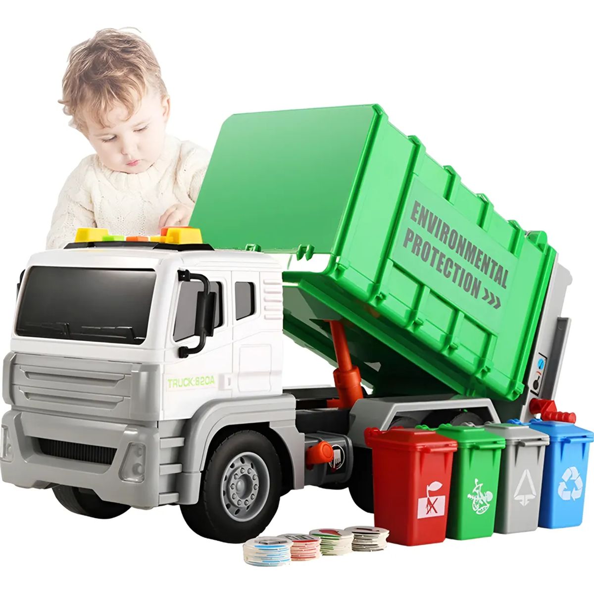GENERICO - Camión De Basura Juguetes Para Niños Camión De Saneamiento