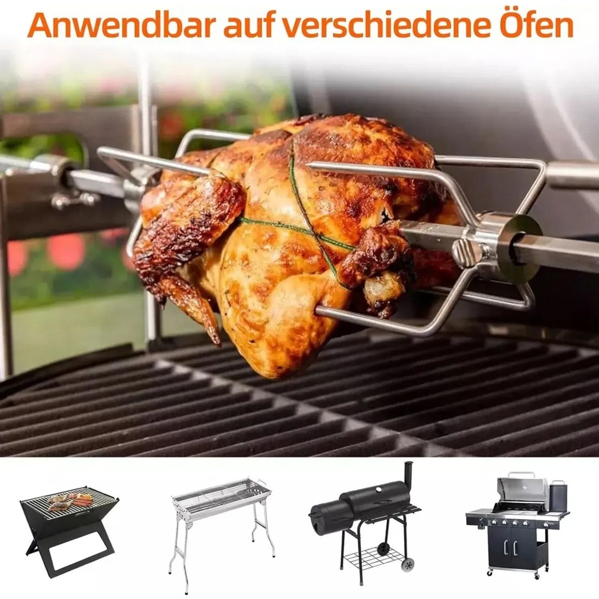 GENERICO - Kit De Asador De Parrilleros Con Motor Electrico 15kg