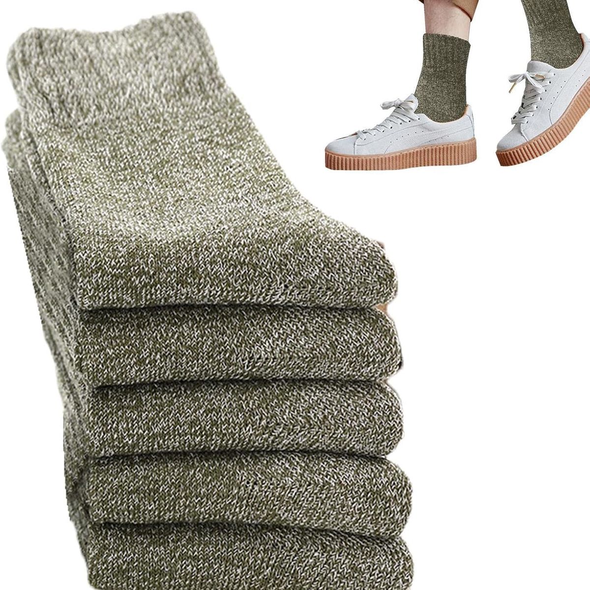 KUANGYE - Pack 5 Par Calcetas Térmica Calcetines Térmico