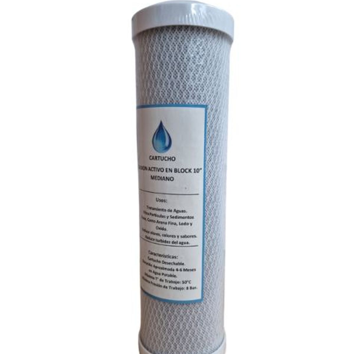 CARTUCHO DE FILTRO DE AGUA CARBON ACTIVADO EN BLOQUE MEDIANO 10 PULGADAS, marca GENERICO - Foto Principal