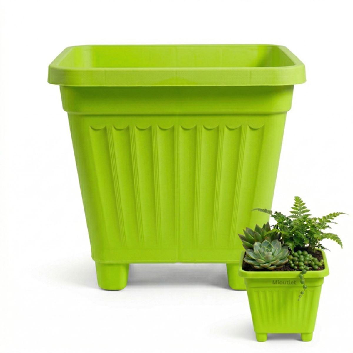 GENERICO - Macetero Plástico Cuadrado Verde Lima 30 cm
