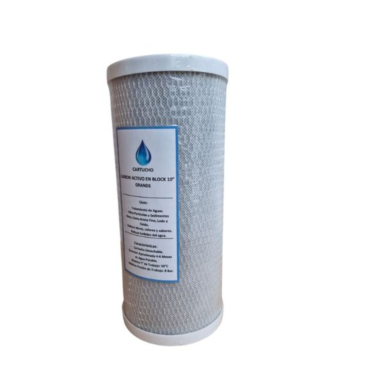 GENERICO - CARTUCHO DE FILTRO DE AGUA CARBON ACTIVADO EN BLOQUE GRANDE 10 PULGADAS