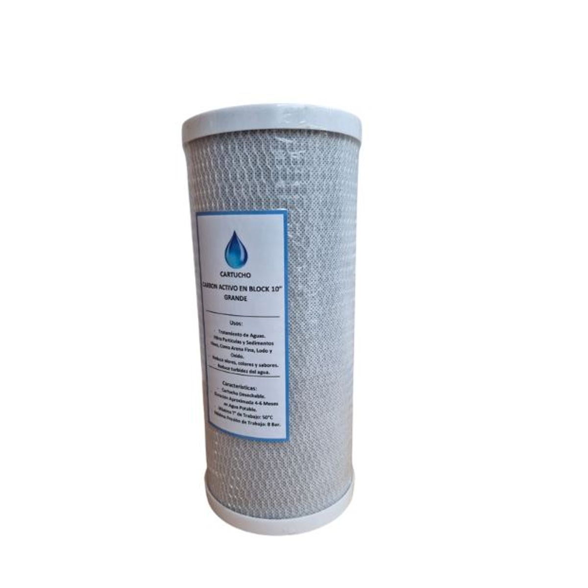 GENERICO - CARTUCHO DE FILTRO DE AGUA CARBON ACTIVADO EN BLOQUE GRANDE 10 PULGADAS