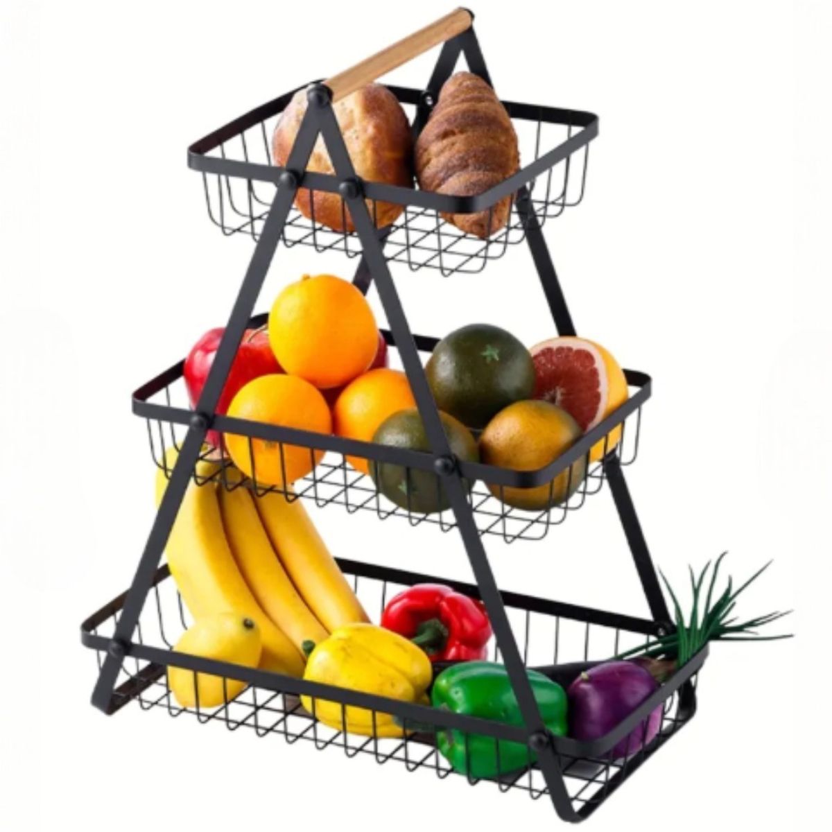 GENERICO - Cesta De Metal 3 Niveles Frutero Multiuso