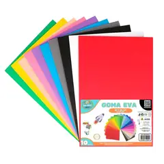 GALAXIA ART - 10 Pliegos Goma Eva Lisa 2mm 60x40cm Colores Variados
