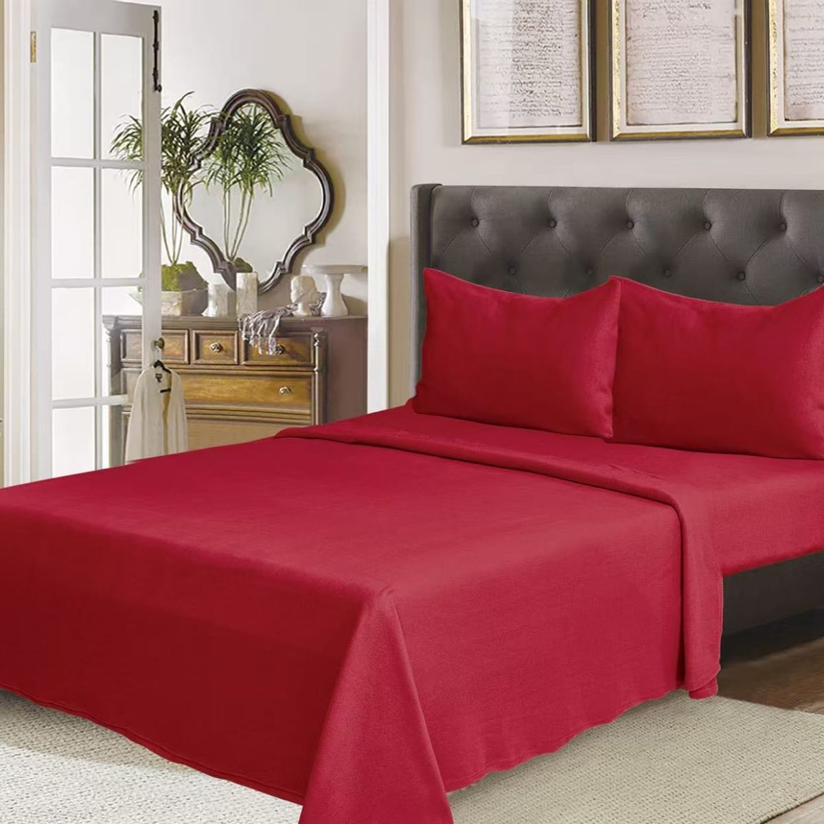 GENERICO - SABANAS POLIALGODÓN SUAVES Y RESISTENTES CON DISEÑO UNICOLOR