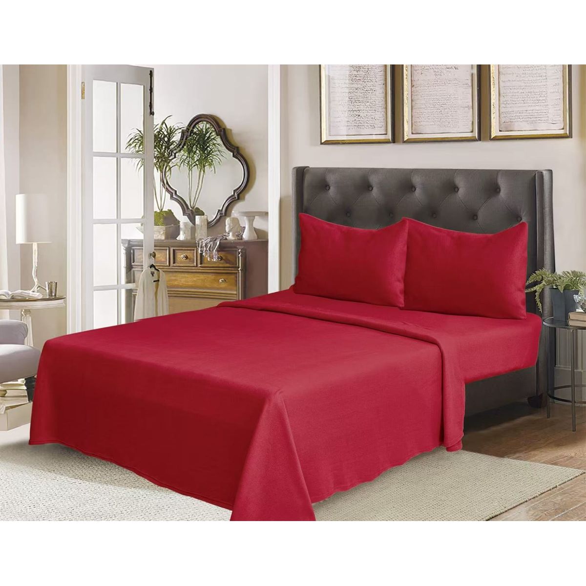 GENERICO - SABANAS POLIALGODÓN SUAVES Y RESISTENTES CON DISEÑO UNICOLOR