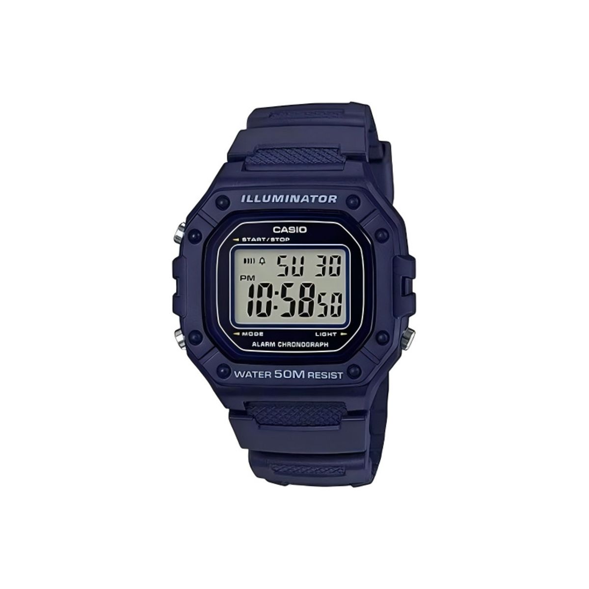 CASIO - Casio W-218H-2A  Reloj Digital Resina Azul, 50m WR, Cronógrafo, Alarma, Estilo Juvenil