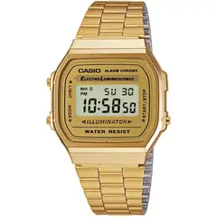 CASIO - A168WG-9EF Reloj Digital Dorado, 30m WR, Alarma, Cronógrafo, Luz LED, Estilo Vintage