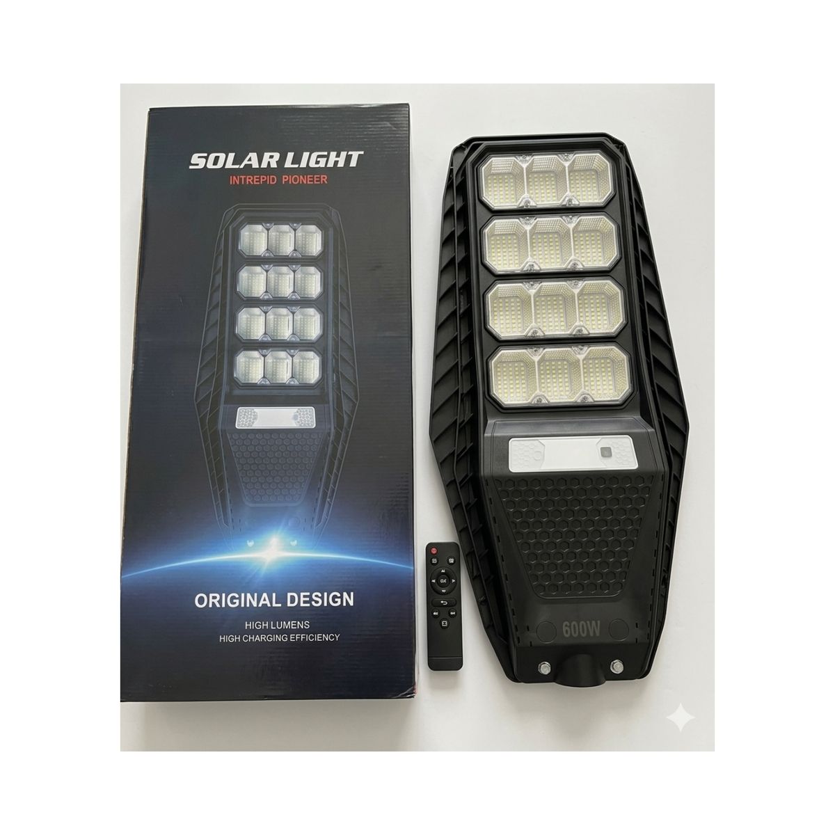 GENERICO - Foco Solar LED 600W Exterior Sensor de Movimiento + Control Remoto