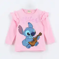 DISNEY - Polera Manga Larga Niña Vuelos Lilo & Stitch Rosado
