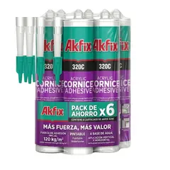 AKFIX - Pack 6 Adhesivo Para Cornisas Y Poliestireno 320c 310m