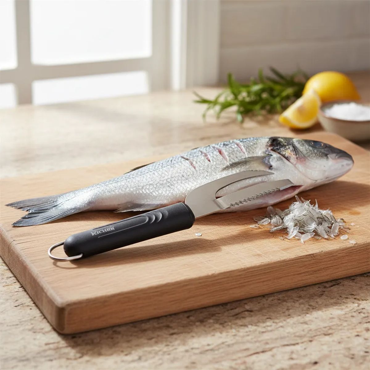 GENERICO - Cuchillo Desescamador De Pescado 2 En 1 Acero Inoxidable