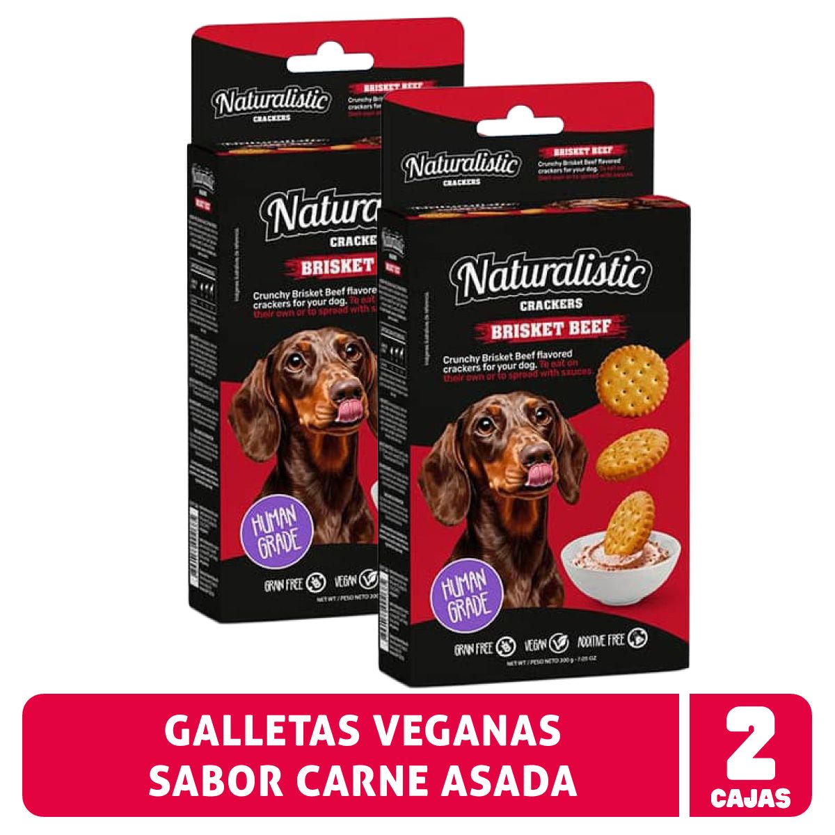 NATURALIST - Galletas Naturalistic Brisket Beef Perro - Pack 2 Cajas