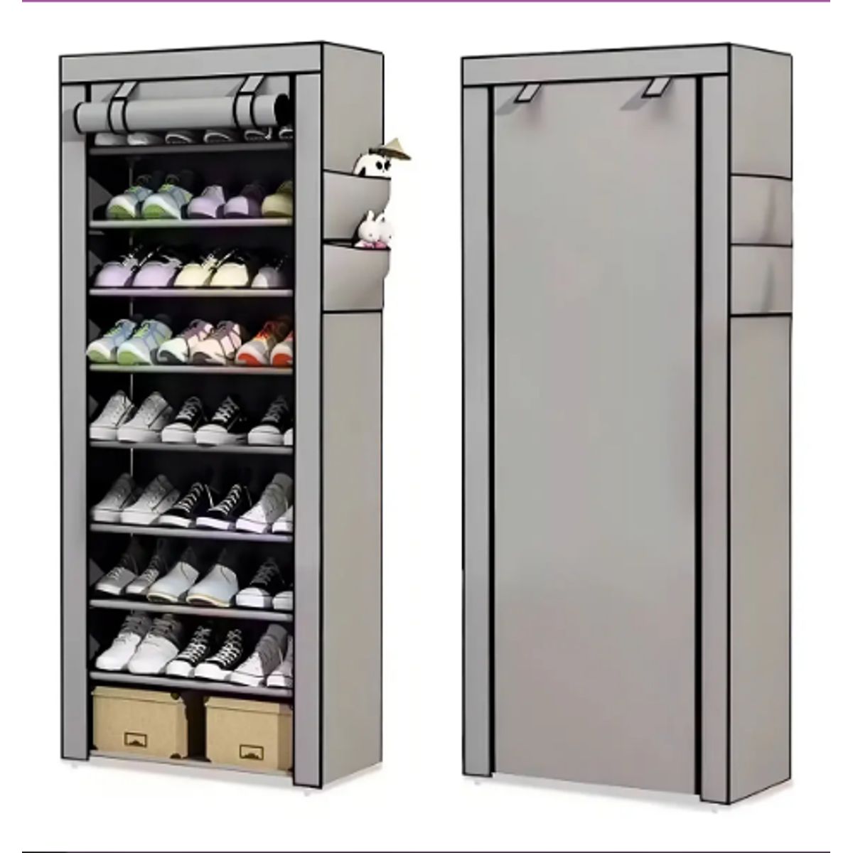GENERICO - Zapatero Vertical Armario Estante Organizador 10 Niveles Color Gris