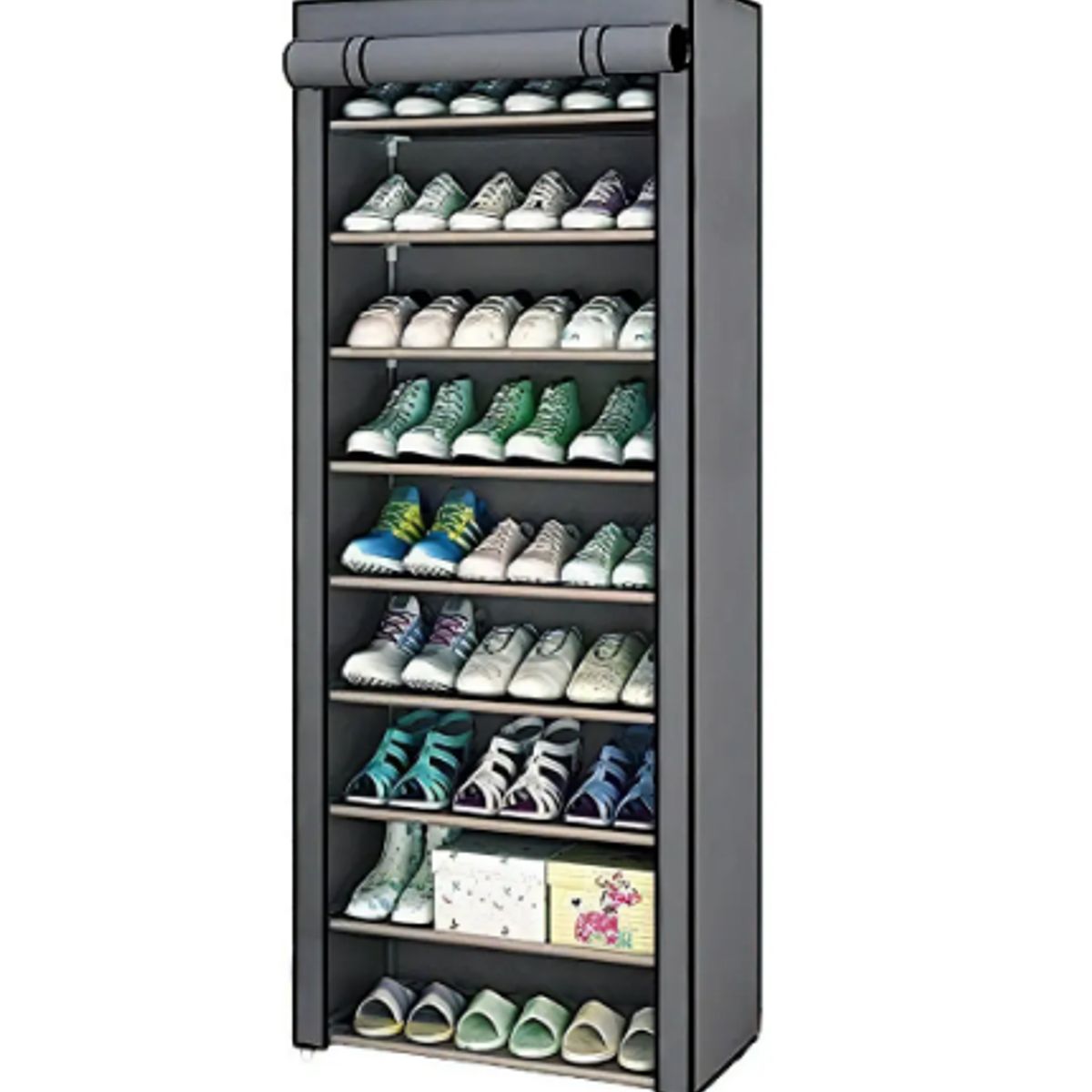 GENERICO - Zapatero Vertical Armario Estante Organizador 10 Niveles Color Gris