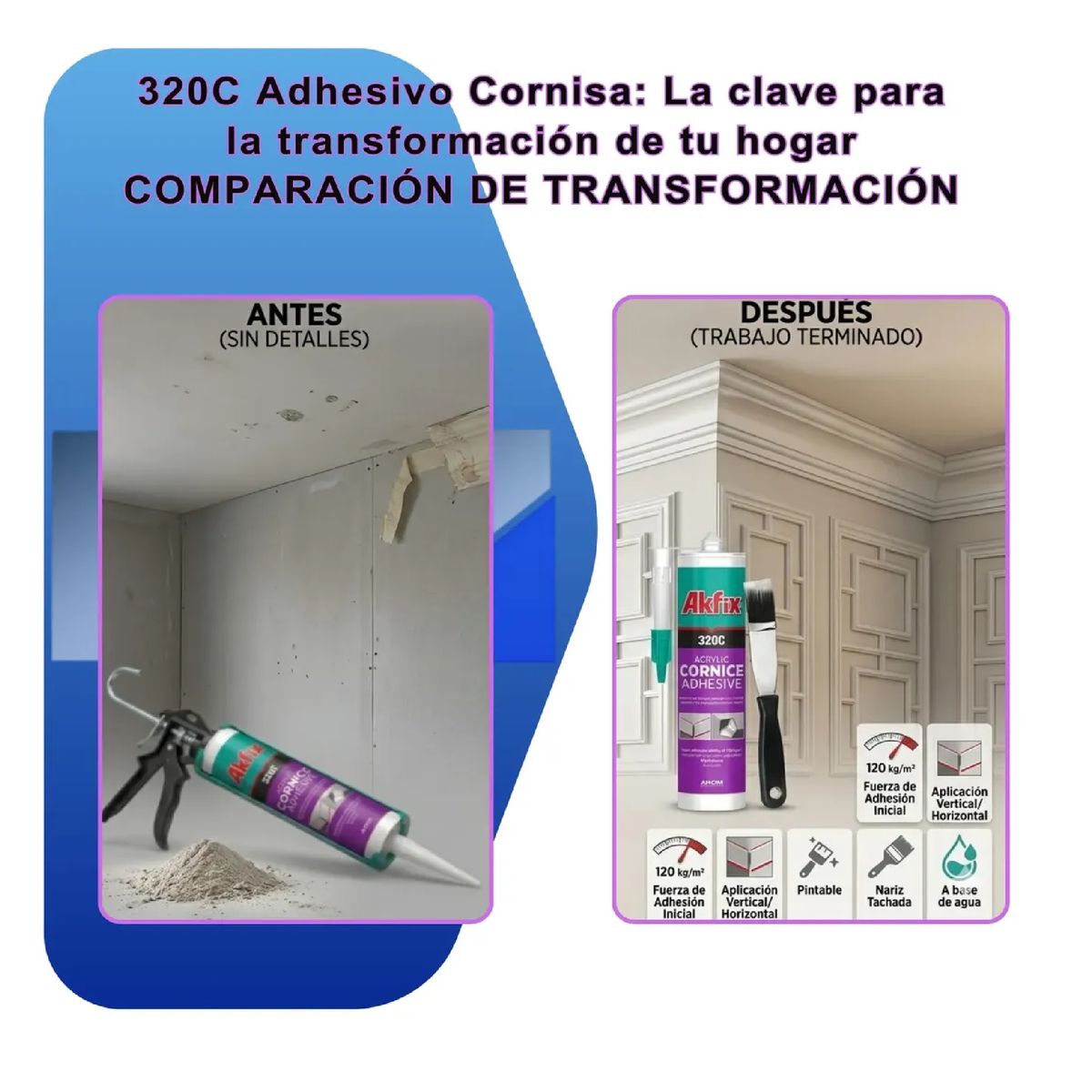 AKFIX - Adhesivo Para Cornisas Y Poliestireno Akfix 320c 310ml