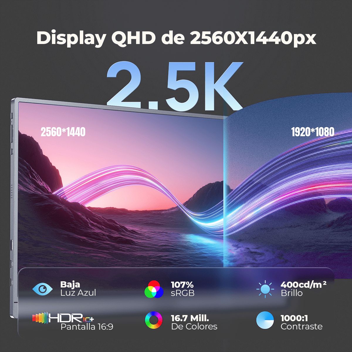 ARZOPA - Monitor Portátil Arzopa 2.5K 180Hz - 16.1 + Funda