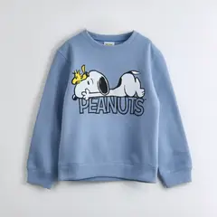 SNOOPY - Polerón Cerrado Mujer Acostado Celeste