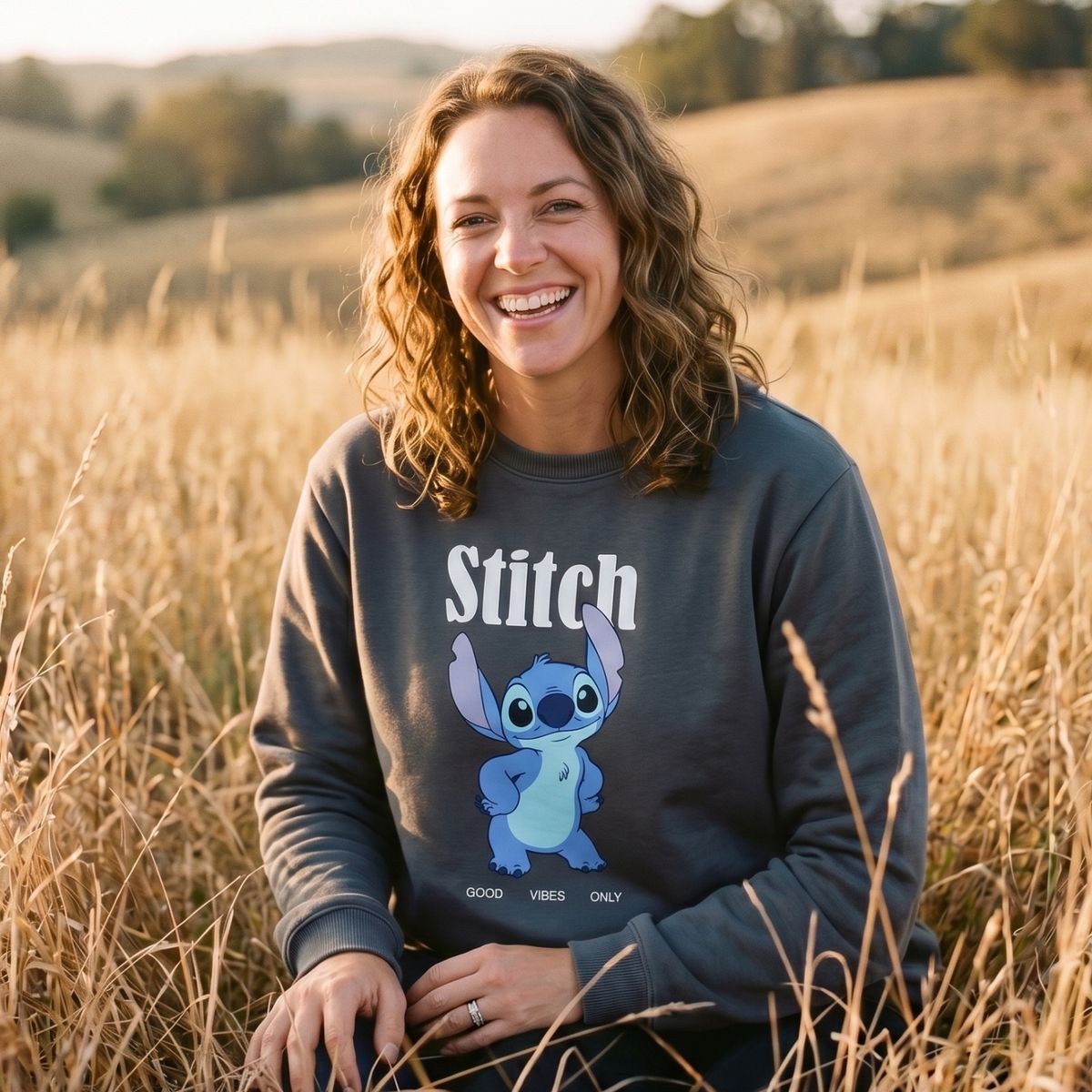 DISNEY - Polerón Cerrado Mujer Lilo & Stitch Negro Disney