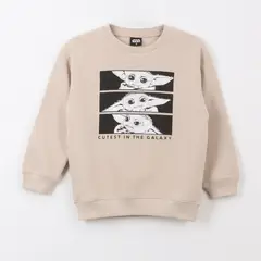 STAR WARS - Polerón Cerrado Niño Grogu Cuadros Beige
