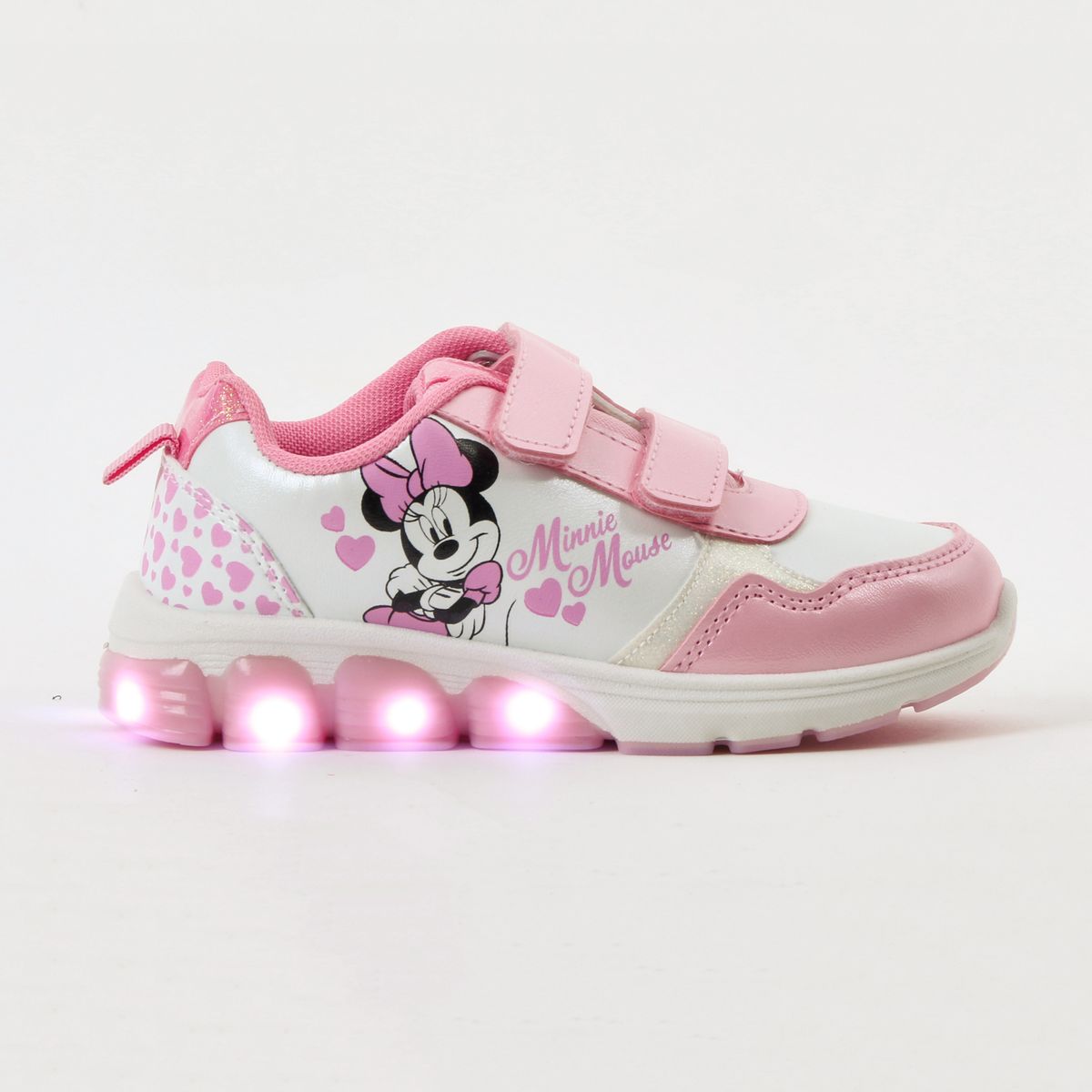 DISNEY - Zapatilla Luces Niña Corazones Minnie Rosado Disney