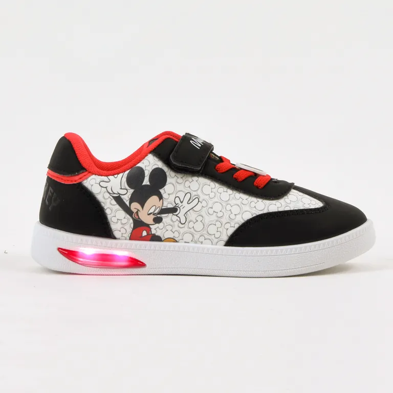 Zapatilla Luces Niño Mickey Saltando Blanco