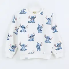 DISNEY - Polerón Cerrado Niña Full Print Lilo & Stitch Blanco