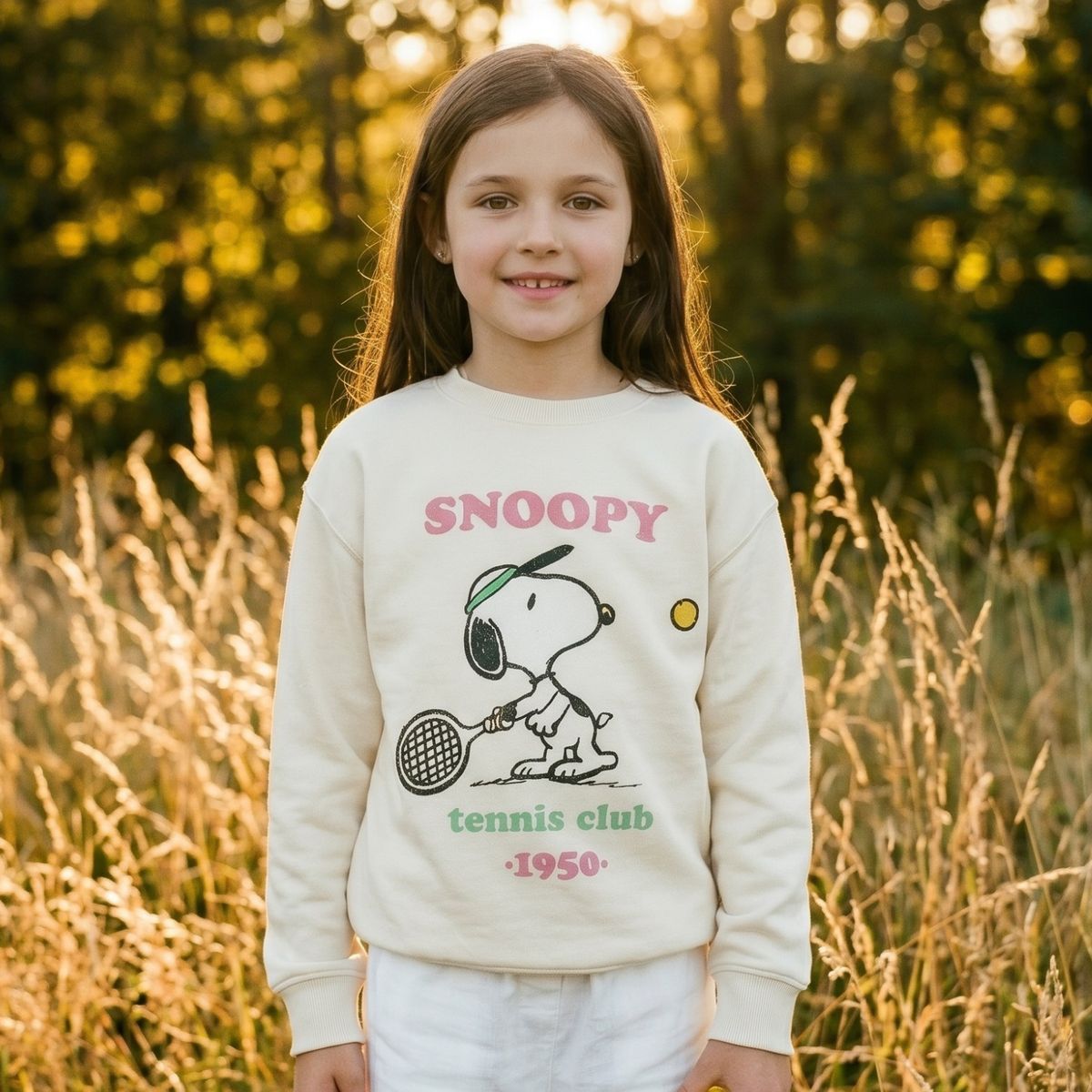 SNOOPY - Polerón Cerrado Niña Tenis Blanco Snoopy