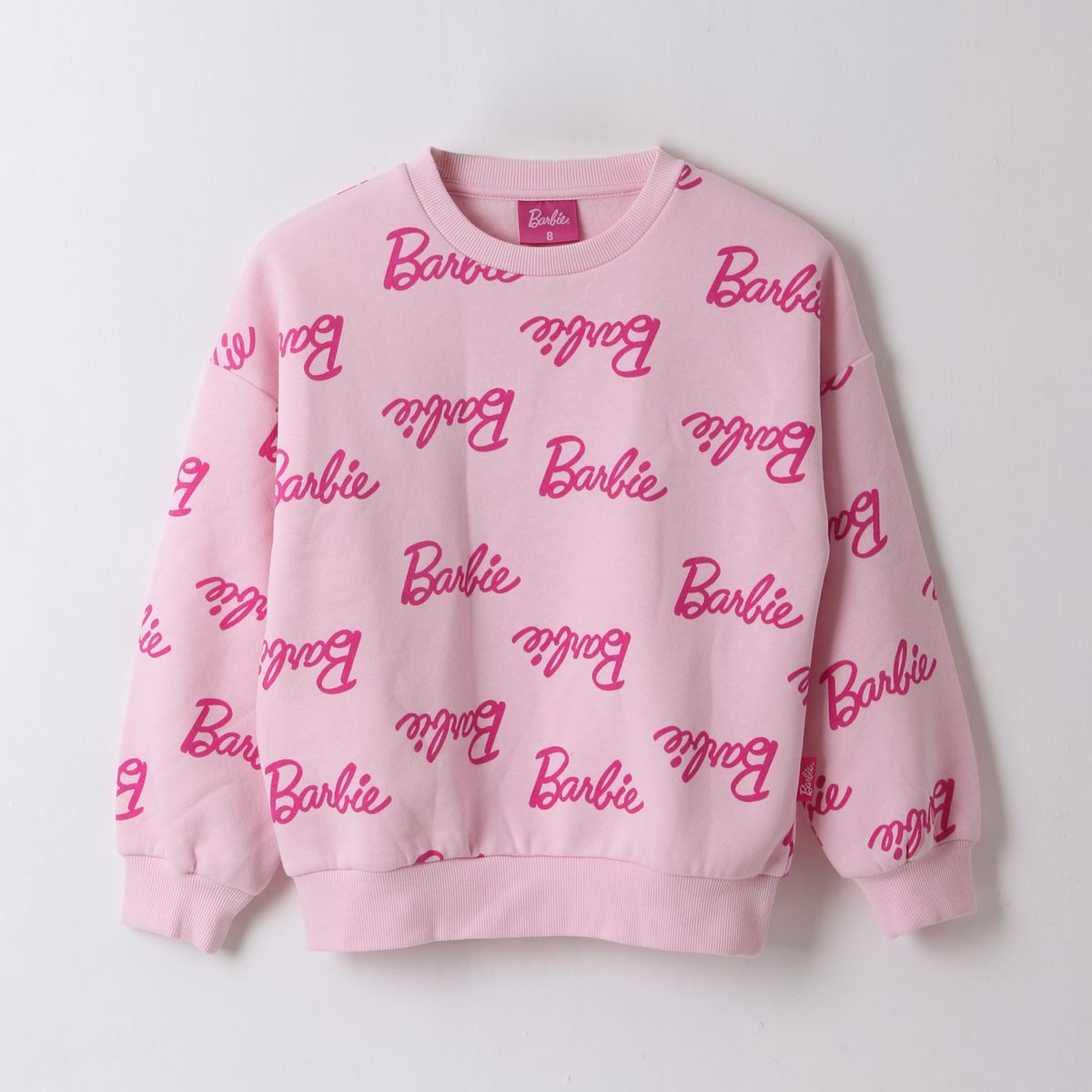 BARBIE - Polerón Cerrado Niña Full Print Logo Rosado Barbie