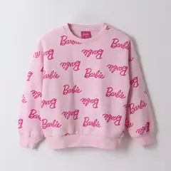 BARBIE - Polerón Cerrado Niña Full Print Logo Rosado
