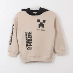 MINECRAFT - Polerón Cerrado Niño Hoodie Adventure Mode Beige