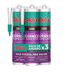 AKFIX - Pack 3 Adhesivo Para Cornisas Y Poliestireno 320c 310m