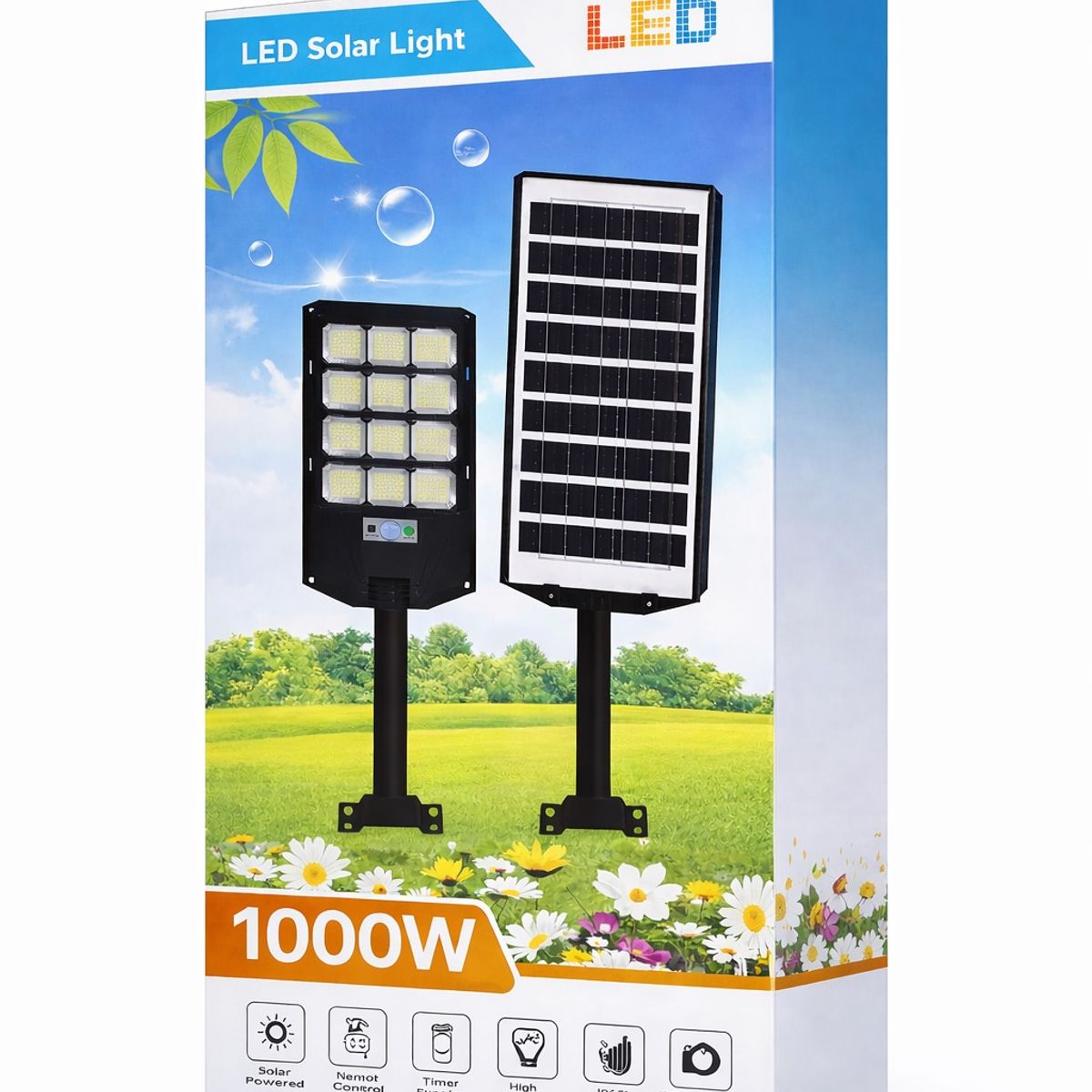 GENERICO - Foco Solar Led 1000w De Alta Eficiencia + Kit De Instalación