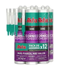 AKFIX - Caja 12 Adhesivo Para Cornisas Y Poliestireno 320c 310