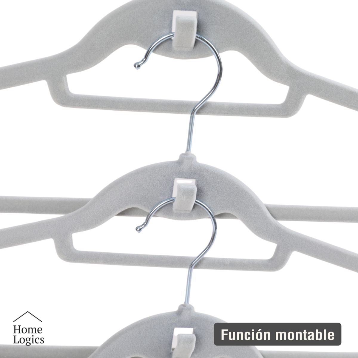 HOME LOGICS - Set 30 Colgadores de Ropa Antideslizantes Velvet Home Logics