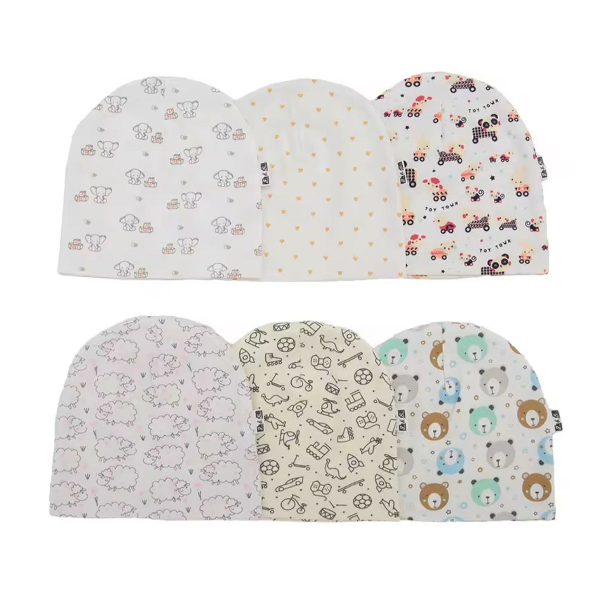 GENERICO - 5 gorros de algodón para bebés