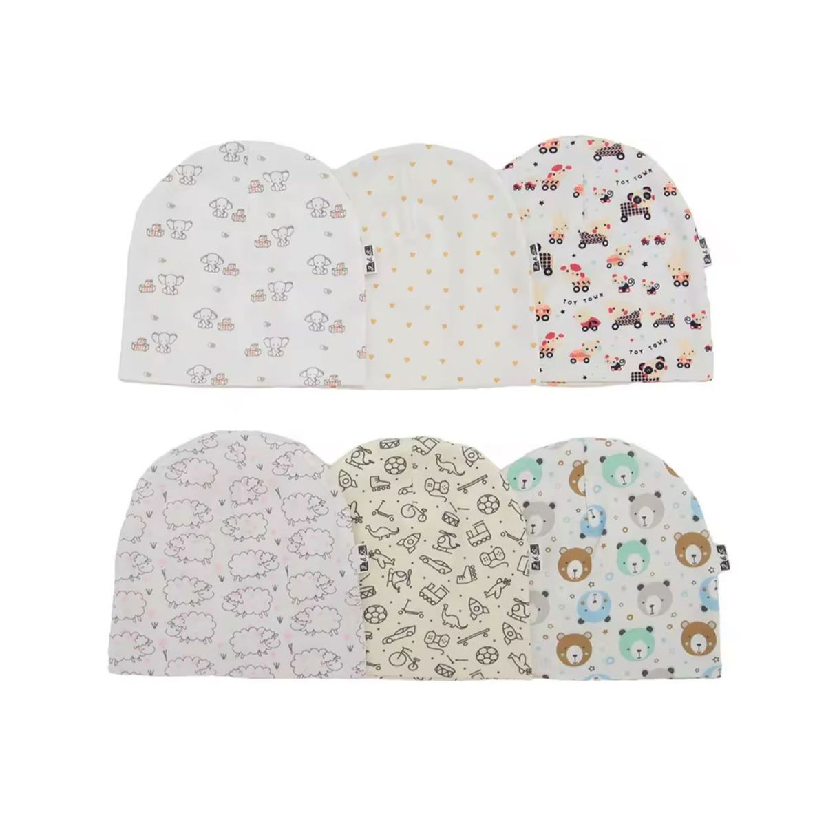 GENERICO - 5 gorros de algodón para bebés
